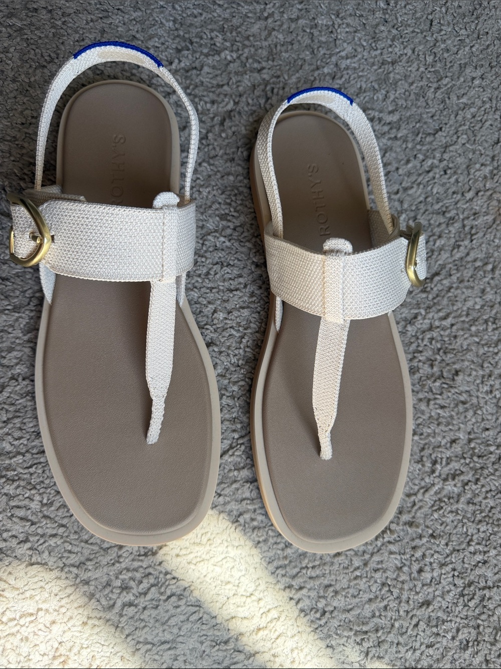 T-Strap Sandal in Cream - Picture 2 of 8